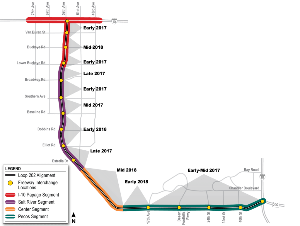 South Mountain Freeway phase map.