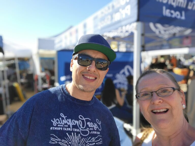 Cesar Salas, Cesar Graphics, and Rose Tring, AZ Media Maven, at the Laveen BBQ 2025. Cesar Salas, Cesar Graphics, and Rose Tring, AZ Media Maven, at the Laveen BBQ 2025.