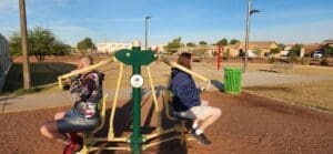 Laveen residents exercise on the equipment at Harvest Park in Laveen.